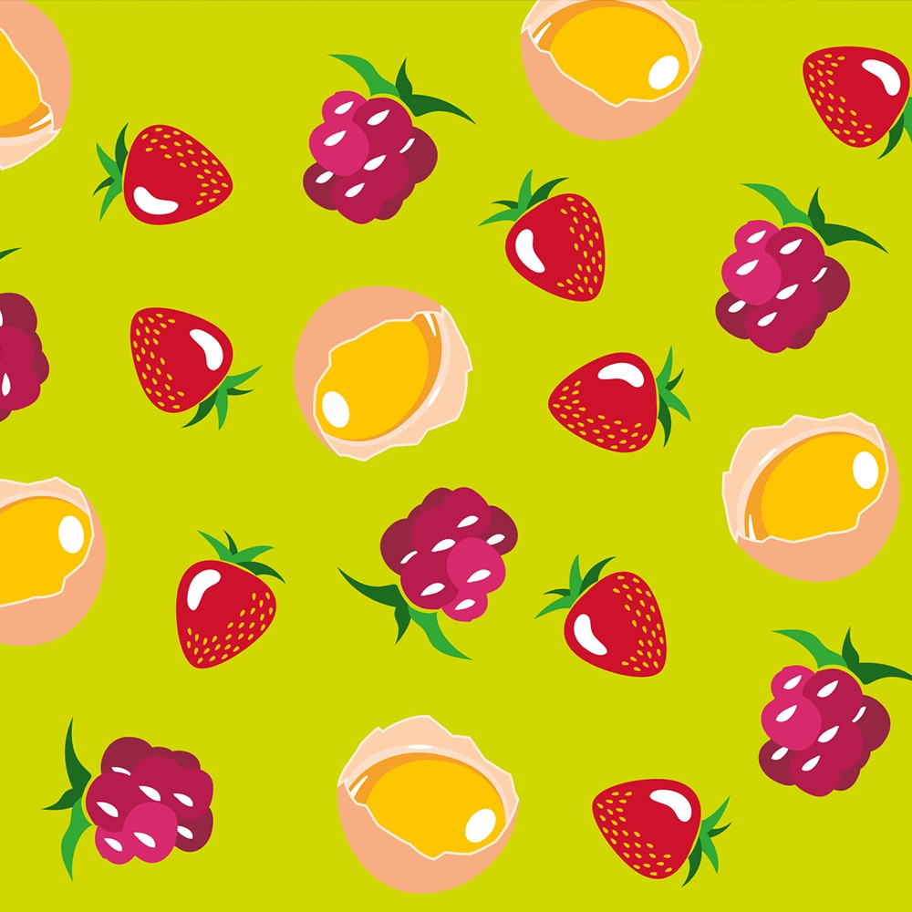 illustrazioni di ingredienti su fondo verde